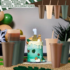 Skylety 36 Pcs Woodland Plastic Cups with Lids and Straws 24 oz - Image 5