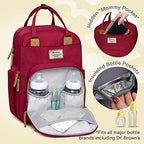 RUVALINO Diaper Bag Backpack, Multifunction Travel Pack Maternity Baby Changing Bags, Large Capacity, Waterproof, Purplish Red - Image 2