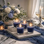 Set of 72 Richland Votive Candles Navy Blue Unscented and 72 Clear Glass Eastland Votive Holders - Image 6