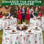 Ganeen 12 Pcs Christmas Tree Tablecloth Round Red Green Round Plastic 84 in - Image 6
