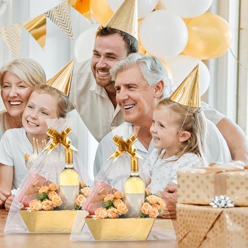 Thenshop 44 Pcs Empty Gift Basket Bulk,Basket Gifts, Gold, Solid - Image 6