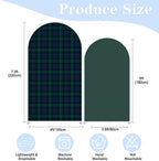 Set of 2 Tartan Plaid Arch Backdrop Cover Tartan Tiles Spandex Stretchy Arch Cover for Bear Birthday Party Boys Baby Shower Banquet Decoration (6FT 7.2FT,Green) - Image 3