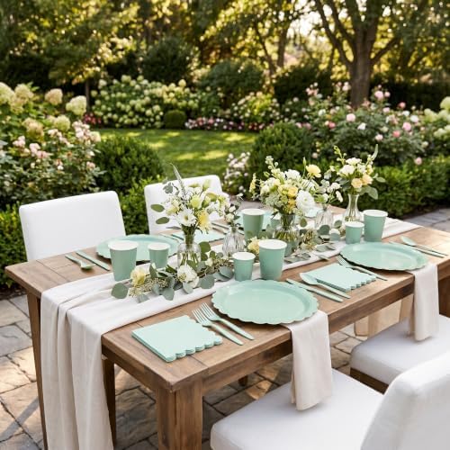 ArtSocket 350 Pack Disposable Party Tableware for 50 Guest, Sage Green - Image 5