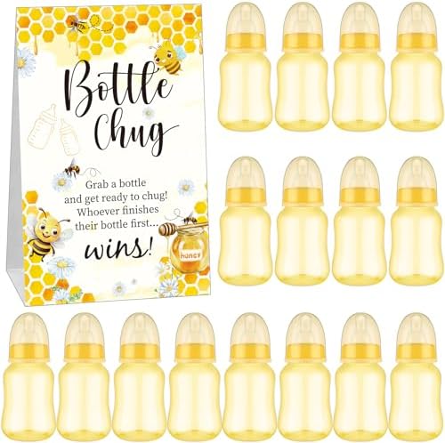 TrelaCo 20 Pcs Bottle Chug Game, Bee Theme Baby Shower Favors, Yellow by TrelaCo