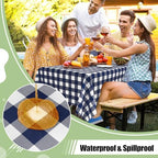 misaya 12 Packs Navy White Buffalo Gingham Plastic Disposable Table Cloth - Image 3
