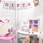Qilery 75 Pcs Baby Shower Game Sign Kit Wood Blocks, Pink Purple, Butterfly - Image 6