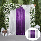 ShinyBeauty Purple and Silver Sequin Backdrop 4 Panels Glitter Photograph Backdrops Purple Sequin Curtains for Backdrop Halloween,Birthday Party Decorations - Image 2