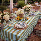 Tudomro Striped Tablecloth, Rectangle, Olive Green, Light Blue, 84'' X 60'' - Image 6