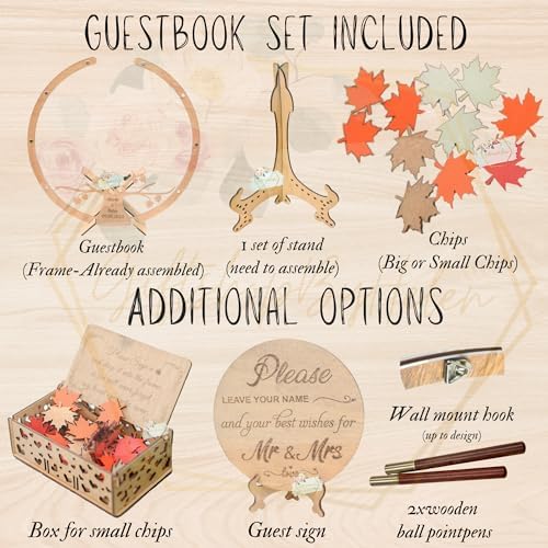 Guest Book Alternative, Personalized Rustic Wedding Maple Leaf Drop Frame - Image 6