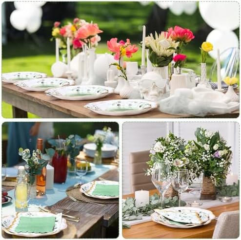 Funnymoom 200 Pcs Sage Green Party Decorations Plates and Napkins Serve 50 - Image 5