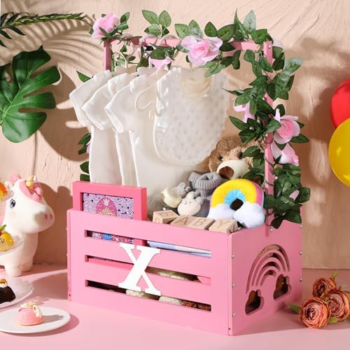 Yerliker Baby Shower Crate Closet with 26 Letters Garland, Pink - Image 5
