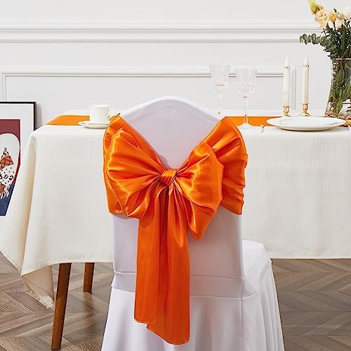 Orange Satin Chair Sashes Bows, 6 x 108 inch, 50 Pcs - Image 4