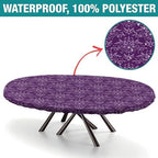 Purple Damask Pattern Print Oval Tablecloth Leakproof & Sturdy Washable for Dining Table Buffet Parties and Camping Fits for 48" x 68" Oval Table - Image 2