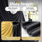20×10 ft Casino Sequin Backdrop Curtain-Gold and Black Backdrop Drapes - Image 4