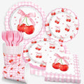 250 PCS Cherry Party Supplies, Service for 50, Cherry Birthday Party Decorations Decor Tableware Set Includes Plates, Napkins, Cups and Forks for Baby Shower Birthday by algpty
