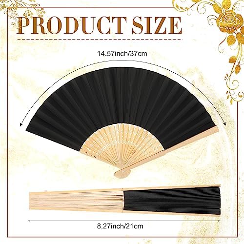 Yinkin 100 Pack Folding Hand Fans Bamboo for Party Favors, Black - Image 2