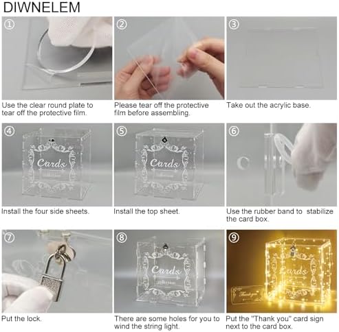 Acrylic Wedding Card Box with Lock Clear Large Letter Envelope Box Acrylic Wedding Gift Card Box Money Box for Reception Baby Shower Birthday Party Graduation Decorations - Image 4
