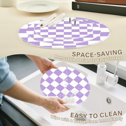J JOYSAY Chess Checkerboard White Light Purple Pattern Acrylic Cupcake Stand 3 Tier Dessert Table Display Set Clear Cake Stands for Party Wedding Baby Shower Decorations Easy Assembly Pastry Tower - Image 4