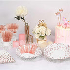AIRE Pink Rose Gold Paper Plates Set, 175PCS Disposable Dinnerware for 25 - Image 5