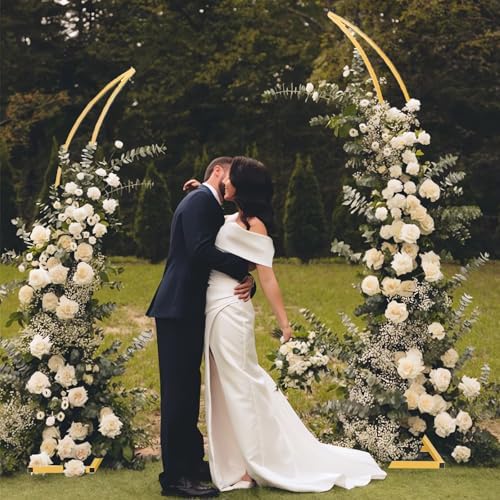 Large Metal Balloon Arch Backdrop Stand, Set of 2 Moon Curved Wedding Arch Frame Flower Arch for Ceremony Birthday Anniversary Bridal Baby Shower Floral Decorations(6.2ft,6.9ft) - Image 4