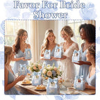 ForraFun 100 Sets Floral Wedding Favor Boxes with Pearl Pendant Bow, Blue - Image 3