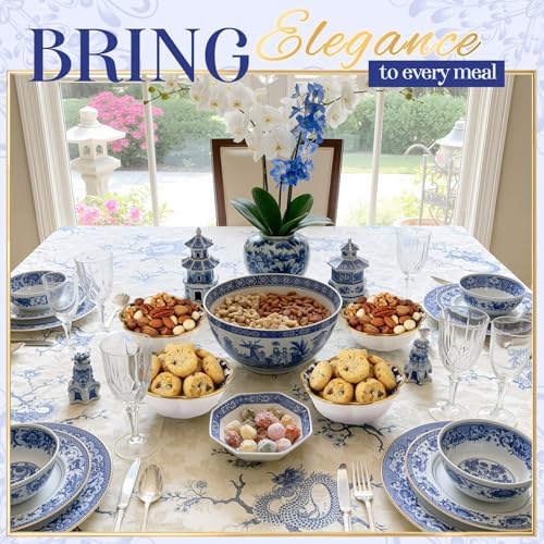 Teenyyou 48 Sets Wedding Favor for Guests Small Ceramic Bowls, Blue Floral - Image 7