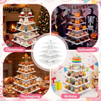 Nuanchu 5 Tier Large White Cupcake Stand for Wedding Christmas, Square - Image 4