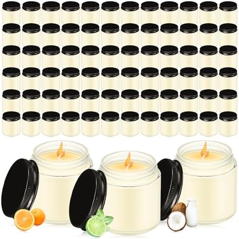 MTLEE 72 Pcs Mini Mason Jar Candles Favor Bulk, Lemon, Citrus, Coconut Milk by MTLEE