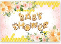 Fabric 8x6ft Honey Bee Baby Shower Backdrop Pink Flowers Yellow Honeycomb Oh Baby Decoration Background Sweet Honey Gender Reveal Neutral Newborn Party Banner Supplies by NECSOLE