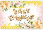 Fabric 9x6ft Honey Bee Baby Shower Backdrop Pink Flowers Yellow Honeycomb Oh Baby Decoration Background Sweet Honey Gender Reveal Neutral Newborn Party Banner Supplies by NECSOLE