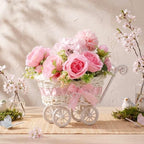 3 Pack Pink Rattan Stroller Centerpieces Bouquet Baby Shower - Image 4