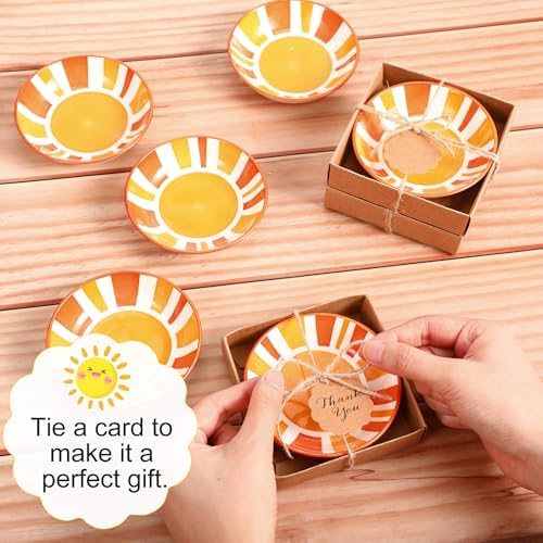 FoldTier 30 Sets Ceramic Dipping Sauce Bowls 3 oz Party Favors, Sun - Image 5