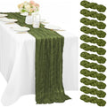 12 Pieces 10FT Olive Green Cheesecloth Table Runner Boho Gauze Fabric Runner for Tables Rustic Sheer Runner for Wedding Bridal Shower Birthday Holiday Party Table Arbor Decor (35 x 120 Inches Long) by Sunnyline