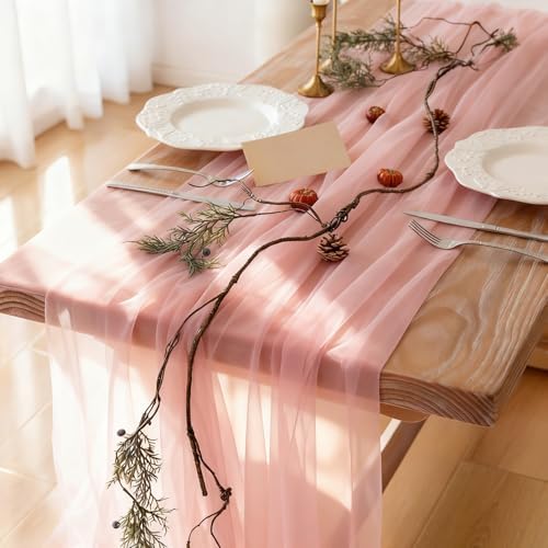 Sheer Chiffon Table Runner 35x12 Inches, Pink 12 Pack - Image 5