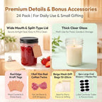 QAPPDA 8oz Mason Jars with Black Lids, 24 Pack Small Glass Jars Set - Image 3