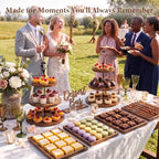 6pcs Wooden Dessert Table Display Set, 3 Tier Cupcake Stand Set with Serving Trays, Rustic Dessert Display Stand, Cake Stand Set for Wedding Dessert Table, Birthday, Baby Shower, Party Food Display, Home Decor - Image 3