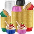 200 Pack Aluminum Cupcake Liners with Lids,Bright,Plain by Gandeer