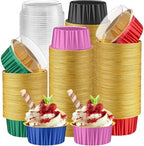 200 Pack Aluminum Cupcake Liners with Lids,Bright,Plain by Gandeer