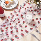12 Pcs 29x70 Inch Strawberry Shiny Glitter Tulle Table Runner, White Lace Strawberry Tablecloth for Cake Birthday Party Wedding Baby Shower Christmas Decorations - Image 4