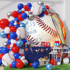 Baseball Round Backdrop Cover Baseball Circle Arch Backdrop Cover Sports Theme Birthday Team Celebration Party Decorations Photography Background for Boys Favor Photo Booth Props 5ft - Image 2