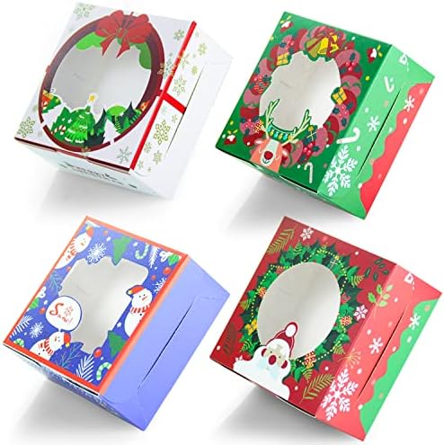 qiqee Christmas Bakery Box with Window 60packs 6x6x3 Cookie Boxes Pastry Box for Christmas - Image 3