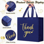 Sweetude 30 Thank You Non Woven Gift Bag, 11 x 12 x 5 Inch, Navy Blue - Image 5