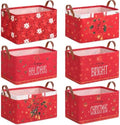 CHENGU 6 Pack Christmas Basket Collapsible Poinsettia Christmas Storage Bin by CHENGU