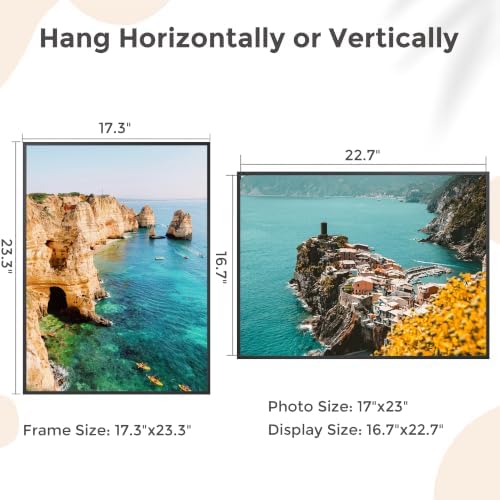 17x23 Metal Picture Frame, Aluminum Poster Frame with Real Glass, Black - Image 2