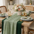 Cheesecloth Table Runner 10 Pack Sage Green and Dark Green, Boho Gauze Table Runner 10Ft 120 Inches Long for Wedding Decor, Party & Home Table Decoration by Avolander