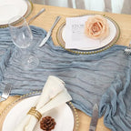 6 Pack Dusty Blue Cheesecloth Table Runner 120 Inch Boho Wedding Decor - Image 4