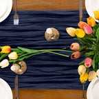 Navy Blue Cheesecloth Table Runner Boho Wrinkled Gauze Table Runners - Image 6
