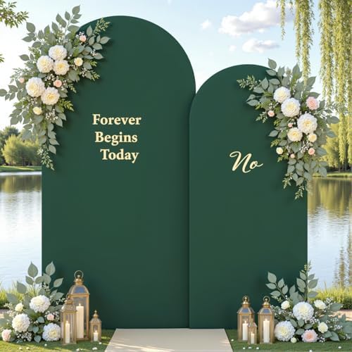 Hunter Green Arch Backdrop Cover Set of 2 Spandex 7.2 and 6ft Arch Covers Stretchy Backdrop Birthday Party Arch Stand Covers for Baby Shower Wedding Bridal Shower Banquet Photo Background Decorations - Image 4