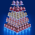 5 Tier Cupcake Stand with Blue Lights, Acrylic Square Cupcake Tower by RLHDIS