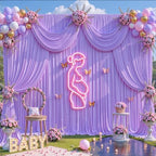 20x8ft Lavender Photo Backdrop Curtains for Parties Baby Shower Light Purple Wrinkle Free Polyester Photoshoot Curtains Drapes Backdrop for Girls Birthday Party Wedding Background 4 Panels 5x8FT - Image 5